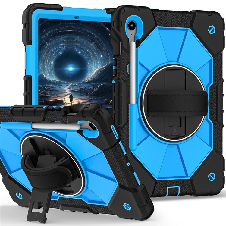 Galaxy Tab S10 FE/S9 FE/S9 Skal Kickstand med Rem - Svart/Blå | 2353 | AlltMobil