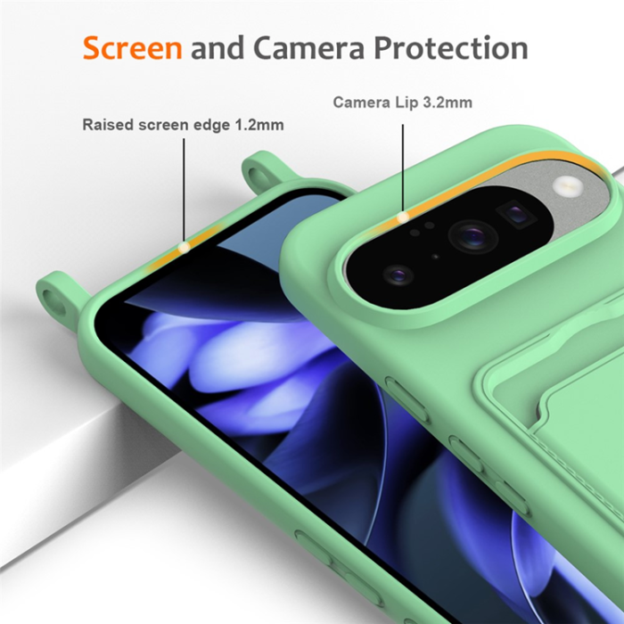A-One Brand - Google Pixel 10 Mobilskal korthållare med Rem - Grön