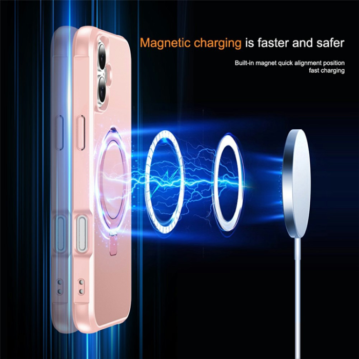 A-One Brand - iPhone 17 Mobilskal MagSafe TPU+PC Kickstand - Rosa