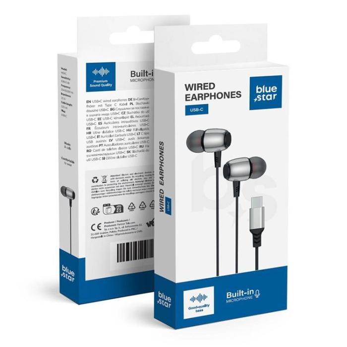 Blue Star - Blue Star Trådbunden Hörlurar USB-C Mikrofon M09C Svart