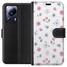 iSecrets - Pl&aring;nboksfodral till Xiaomi 13 Lite med Blommor och fj&auml;rillar