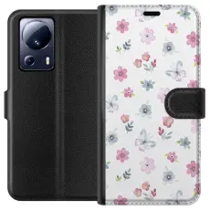 Gustaf - Pl&aring;nboksfodral till Xiaomi 13 Lite med Blommor och fj&auml;rillar