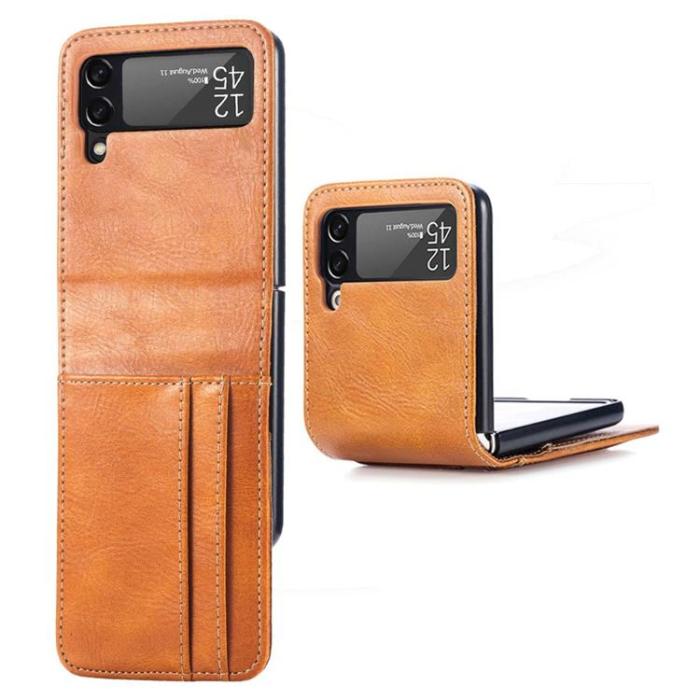 A-One Brand - Galaxy Z Flip 4 Plånboksfodral Portable Folding - Brun