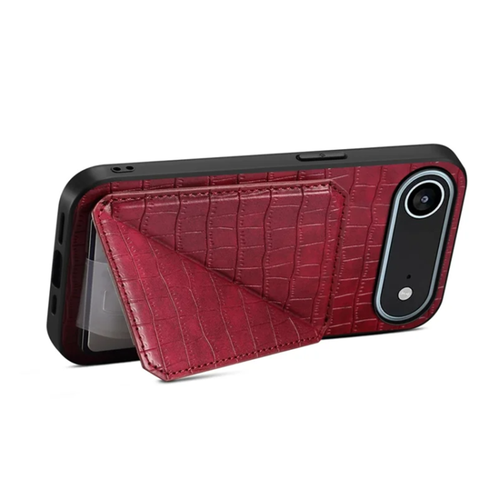 A-One Brand - iPhone 17 Air Mobilskal Korthållare Crocodile Textured - Rosa