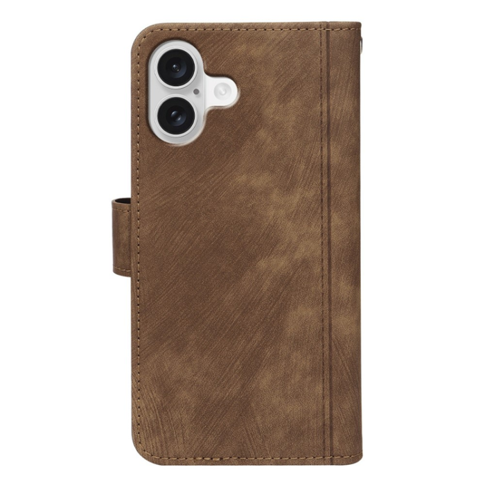 A-One Brand - iPhone 17 Plånboksfodral Line Pattern Läder - Brun