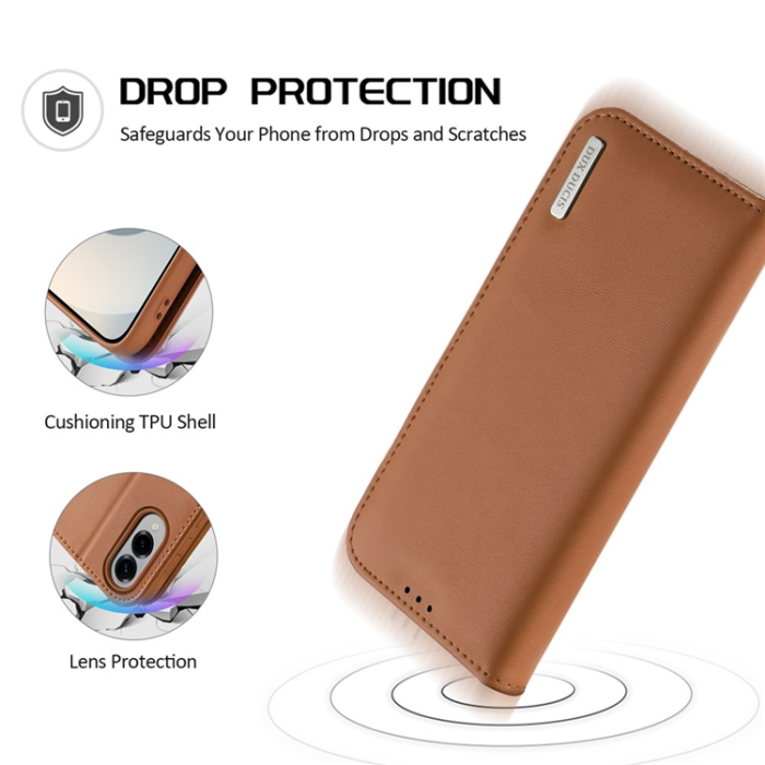 Dux Ducis - Dux Ducis Galaxy S25 Edge Plånboksfodral Äkta Läder Hivo RFID