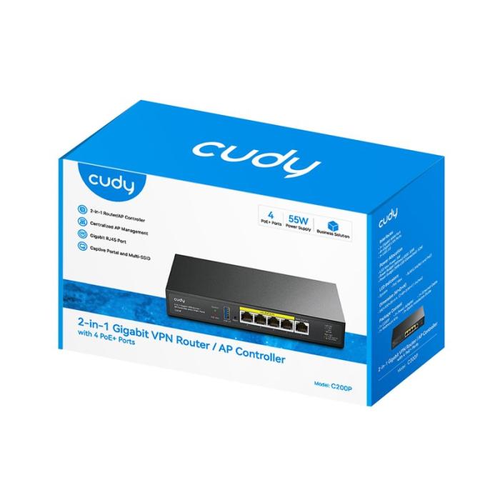 CUDY - CUDY AP-kontroller 2-In-1 C200P 4x POE+ 60W