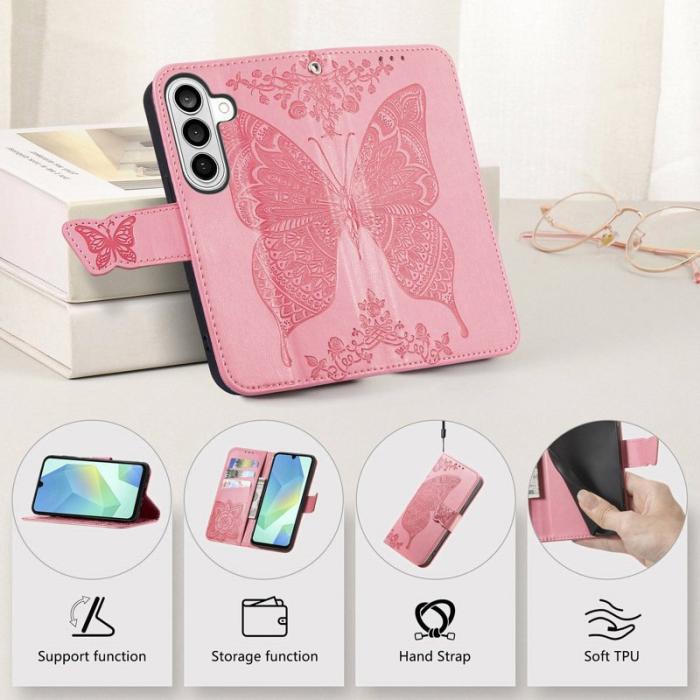 OEM - Plånboksfodral för Samsung Galaxy S26 Plus Konstläder med rem - Rosa