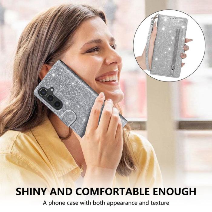 OEM - Mobilfodral för Samsung Galaxy S26 Plus Kickstand Konstläder - Silver