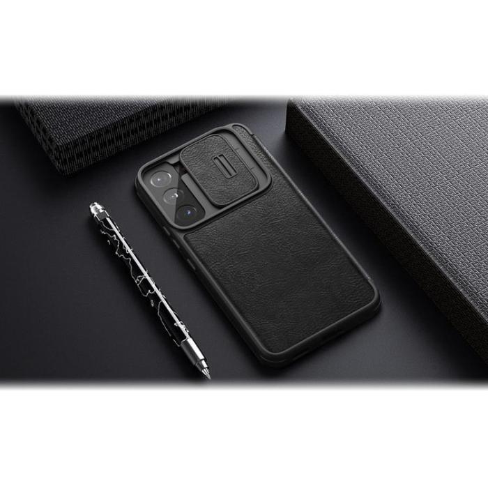 Nillkin - Nillkin Galaxy S22 Plus Plånboksfodral Qin Läder Pro Holster Flip - Svart