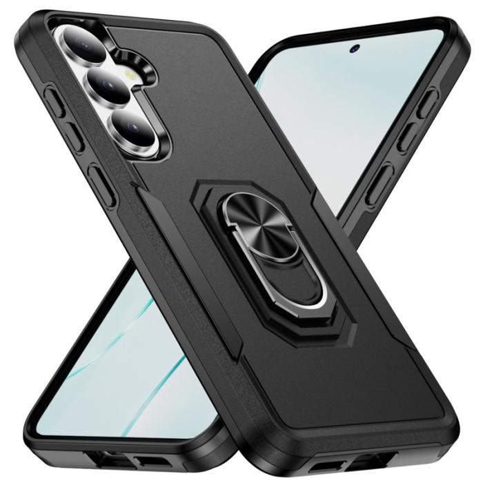 OEM - Mobilskal för Samsung Galaxy S26 Militärklass Ring Kickstand PC + TPU - Svart