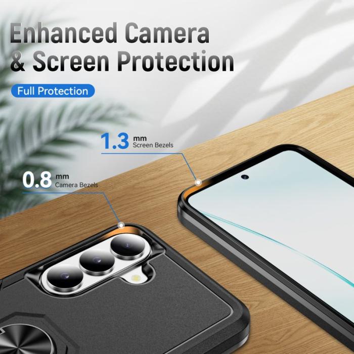 OEM - Mobilskal för Samsung Galaxy S26 Militärklass Ring Kickstand PC + TPU - Svart