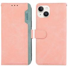 ABEEL - ABEEL iPhone 14 Plus Pl&aring;nboksfodral KonstL&auml;der RFID-Skydd - Rosa