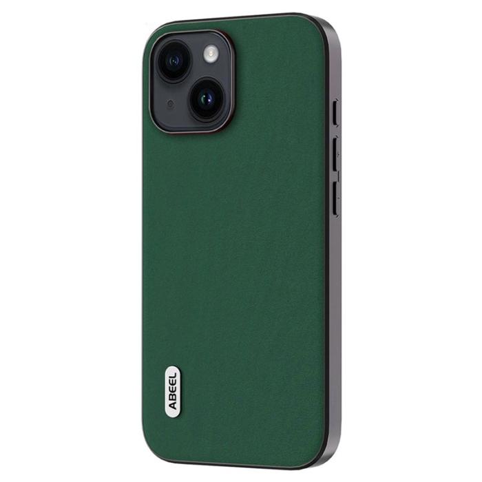 ABEEL - ABEEL Mobilskal till iPhone 14 Plus Shockproof Äkta Läder Grön