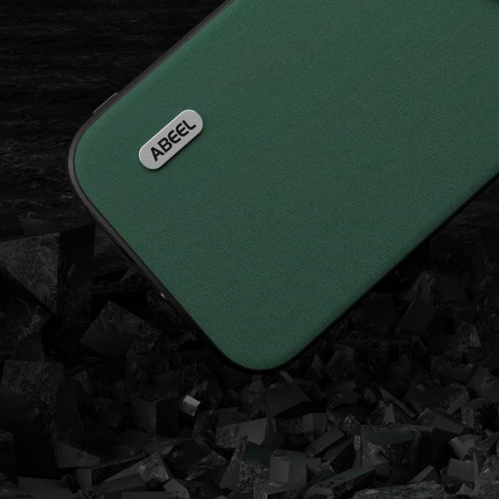 ABEEL - ABEEL Mobilskal till iPhone 14 Plus Shockproof Äkta Läder Grön