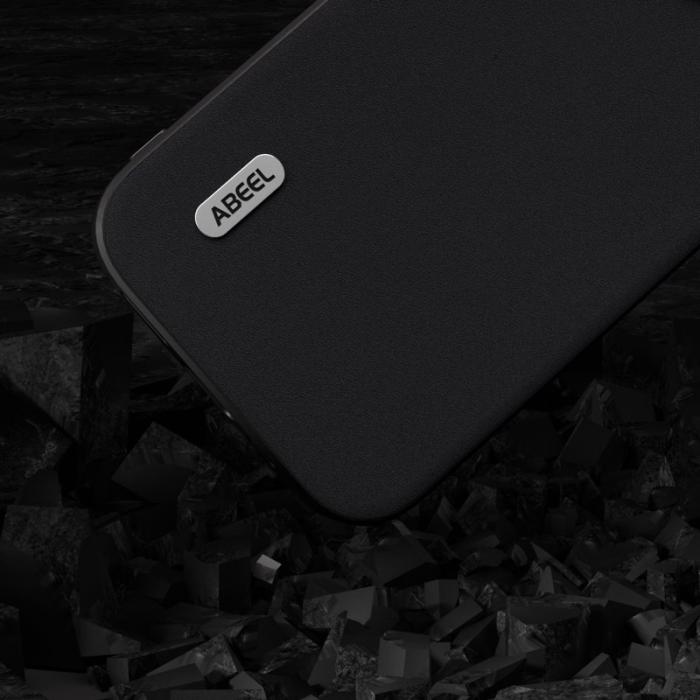 ABEEL - ABEEL Mobilskal till iPhone 14 Plus Shockproof Äkta Läder Svart