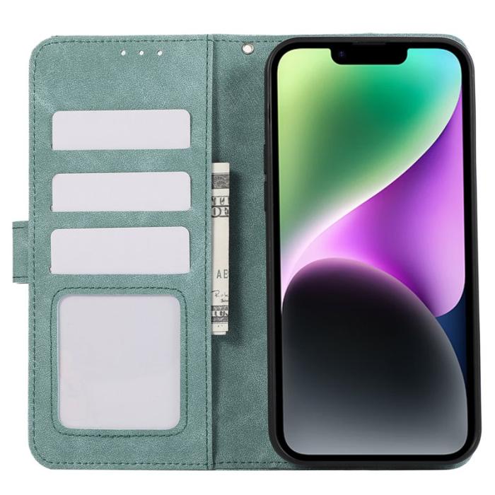 ABEEL - ABEEL iPhone 14 Plus Plånboksfodral KonstLäder RFID-Skydd - Blå