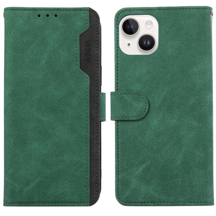 ABEEL - ABEEL iPhone 14 Plus Plånboksfodral KonstLäder RFID-Skydd Grön