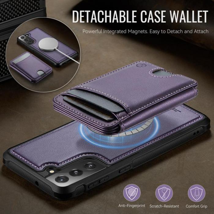 OEM - JEEHOOD Samsung Galaxy S21 FE 5G Fodral KonstLäder - Lila