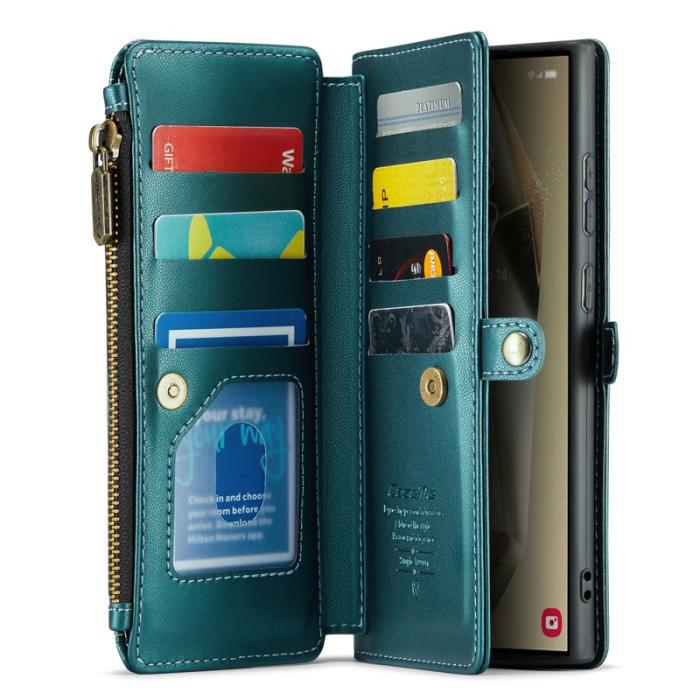 Caseme - CASEME Plånboksfodral Konstläder för Samsung Galaxy S24 Ultra - Grön