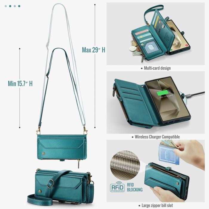 Caseme - CASEME Plånboksfodral Konstläder för Samsung Galaxy S24 Ultra - Grön