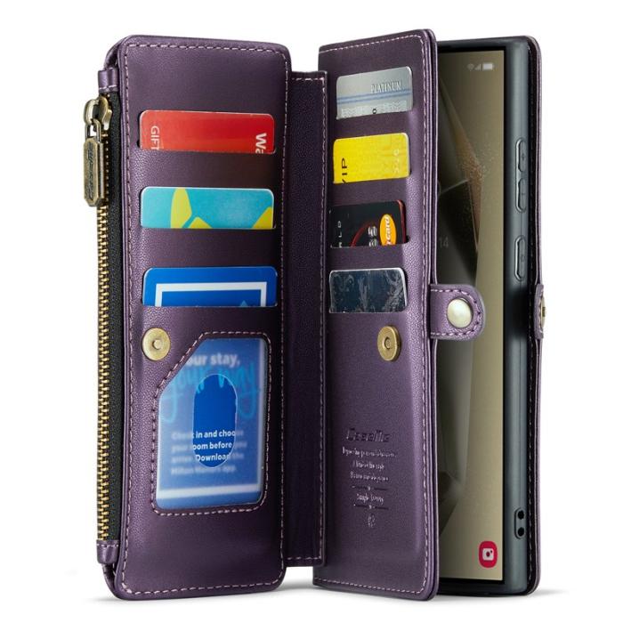 Caseme - CASEME Plånboksfodral Konstläder för Samsung Galaxy S24 Ultra - Lila
