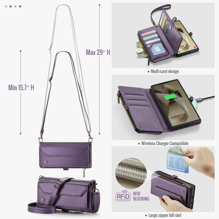 Caseme - CASEME Plånboksfodral Konstläder för Samsung Galaxy S24 Ultra - Lila