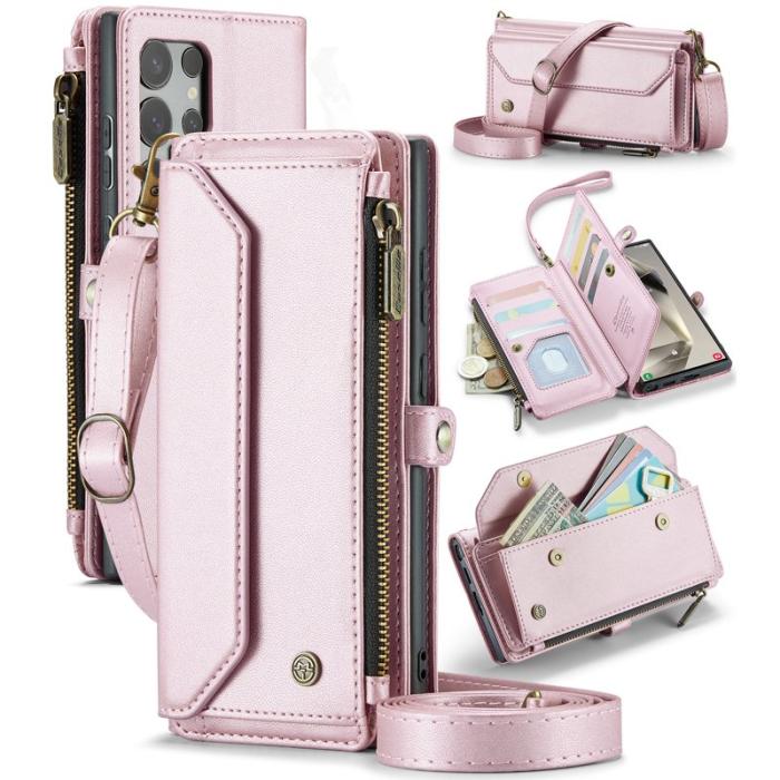 Caseme - CASEME Plånboksfodral Konstläder för Samsung Galaxy S24 Ultra - Rosa