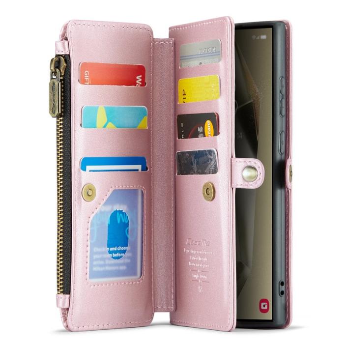 Caseme - CASEME Plånboksfodral Konstläder för Samsung Galaxy S24 Ultra - Rosa