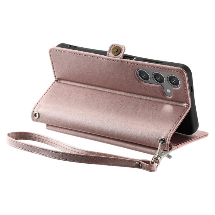 OEM - Samsung Galaxy S26/S26 Pro Plånboksfodral Konstläder Med Handrem - Roséguld