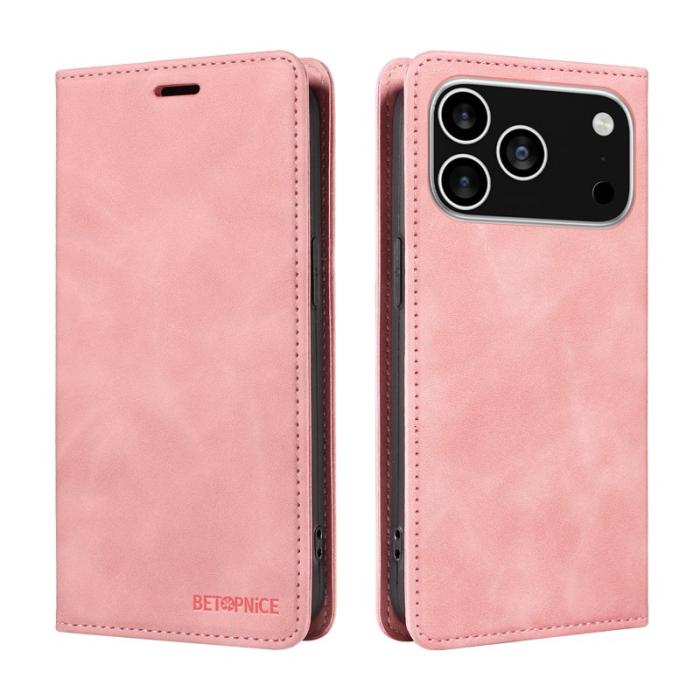 BETOPNICE - BETOPNICE iPhone 17 Pro Plånboksfodral Konstläder - Rosa