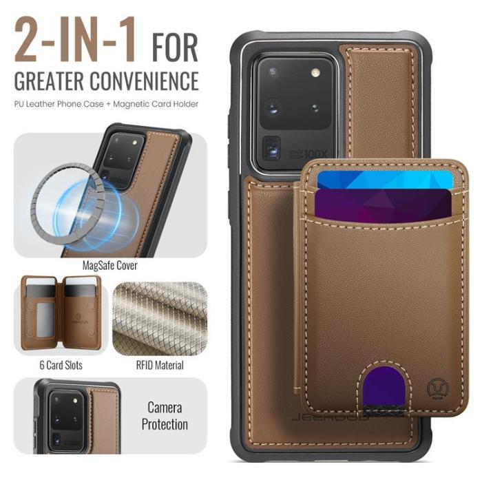 OEM - JEEHOOD Samsung Galaxy S20 Ultra Fodral Konstläder - Brun