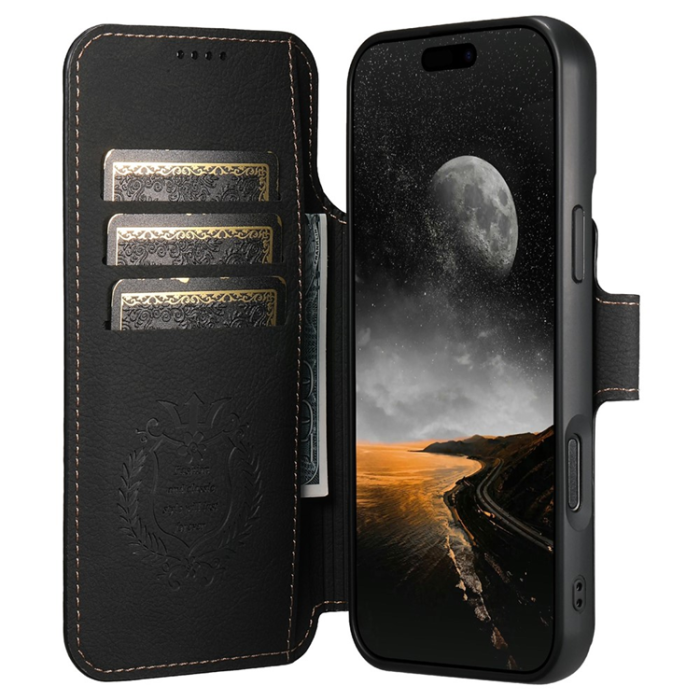 SUTENI - SUTENI iPhone 17 Pro Plånboksfodral Detachable Q-05 - Svart