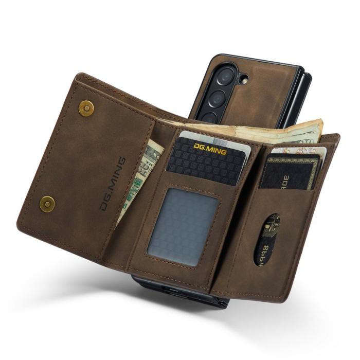 DG.MING - DG.MING Magnetiskt Avtagbart Plånboksfodral Samsung Galaxy Z Fold5 Brun