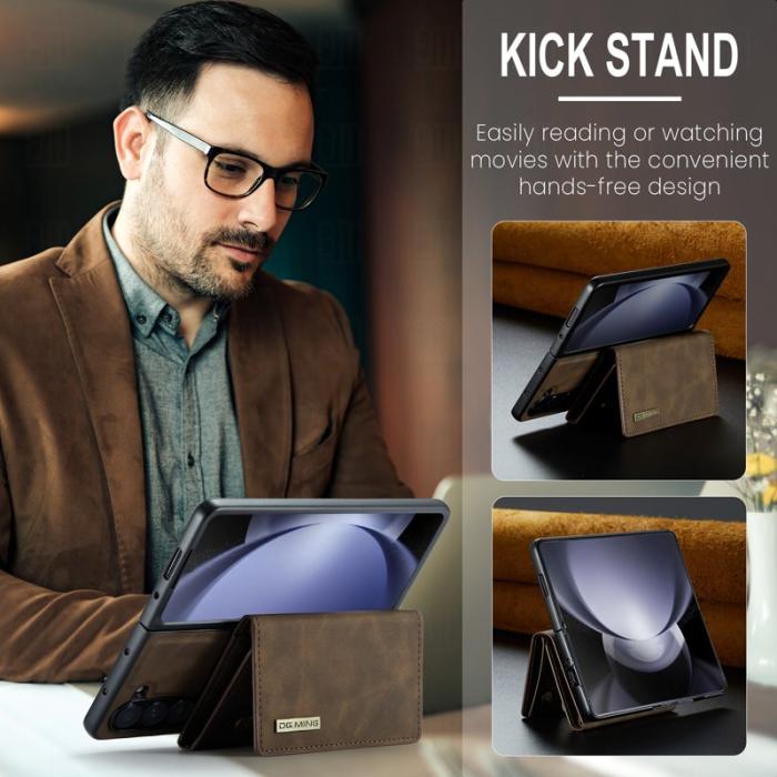 DG.MING - DG.MING Magnetiskt Avtagbart Plånboksfodral Samsung Galaxy Z Fold5 Brun