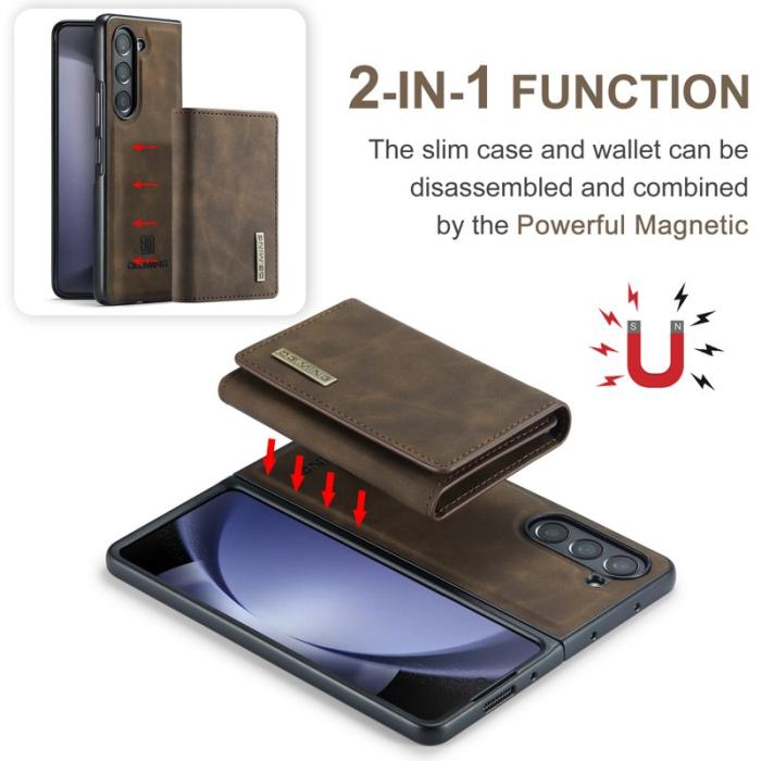 DG.MING - DG.MING Magnetiskt Avtagbart Plånboksfodral Samsung Galaxy Z Fold5 Brun