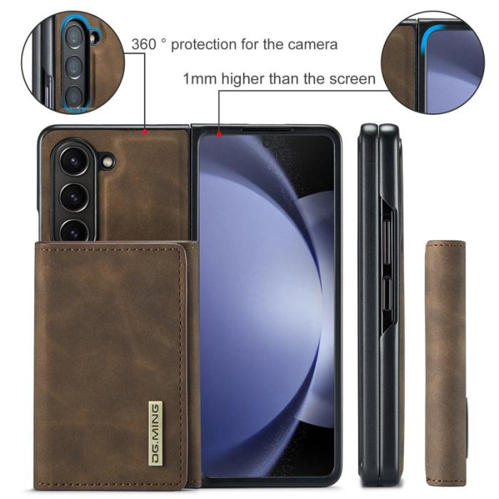 DG.MING - DG.MING Magnetiskt Avtagbart Plånboksfodral Samsung Galaxy Z Fold5 Brun