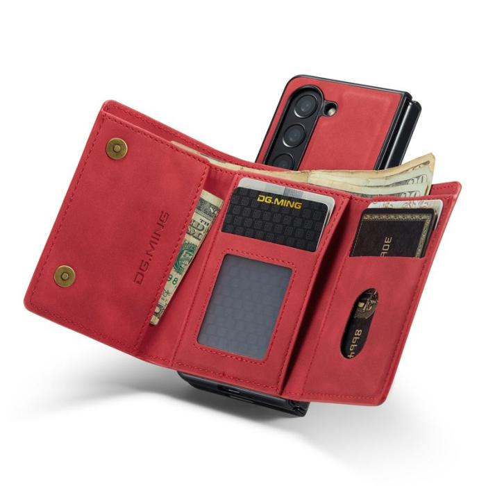 DG.MING - DG.MING Magnetiskt Avtagbart Plånboksfodral Samsung Galaxy Z Fold5 Röd