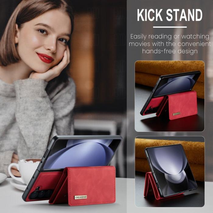 DG.MING - DG.MING Magnetiskt Avtagbart Plånboksfodral Samsung Galaxy Z Fold5 Röd
