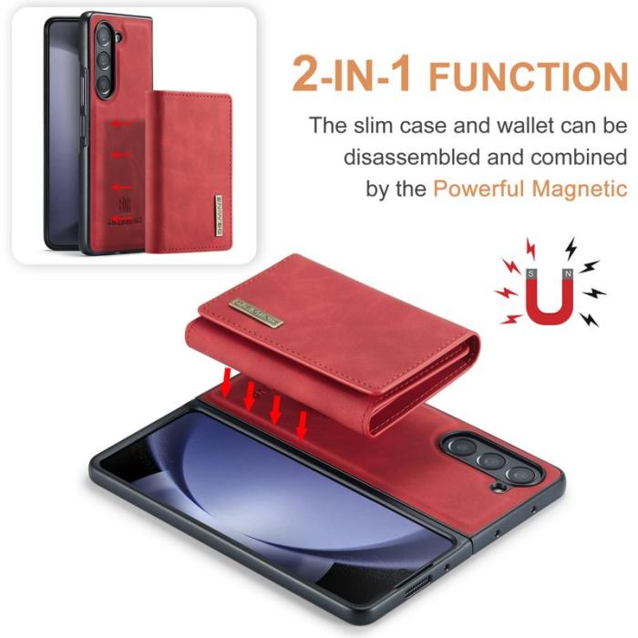 DG.MING - DG.MING Magnetiskt Avtagbart Plånboksfodral Samsung Galaxy Z Fold5 Röd