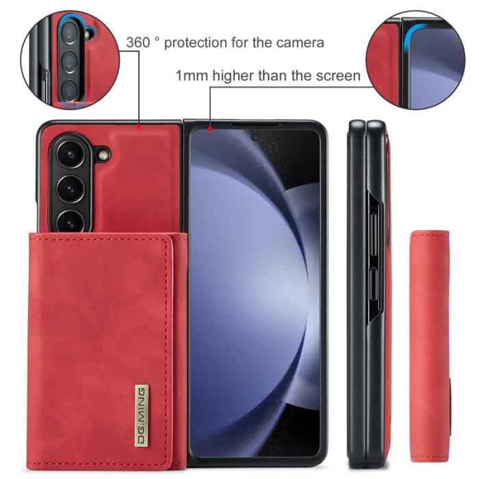 DG.MING - DG.MING Magnetiskt Avtagbart Plånboksfodral Samsung Galaxy Z Fold5 Röd