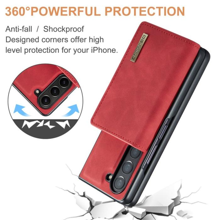 DG.MING - DG.MING Magnetiskt Avtagbart Plånboksfodral Samsung Galaxy Z Fold5 Röd