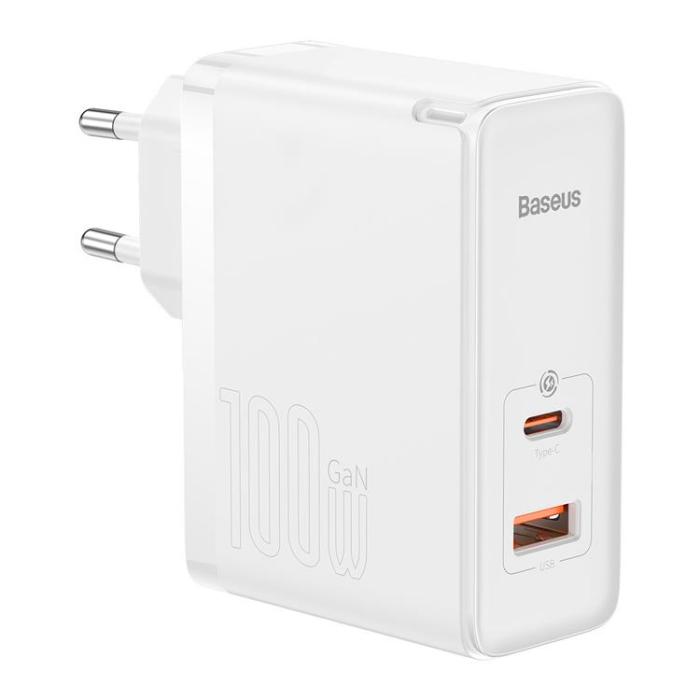 BASEUS - Baseus GaN Väggladdare USB Till Typ-C 100W - Vit