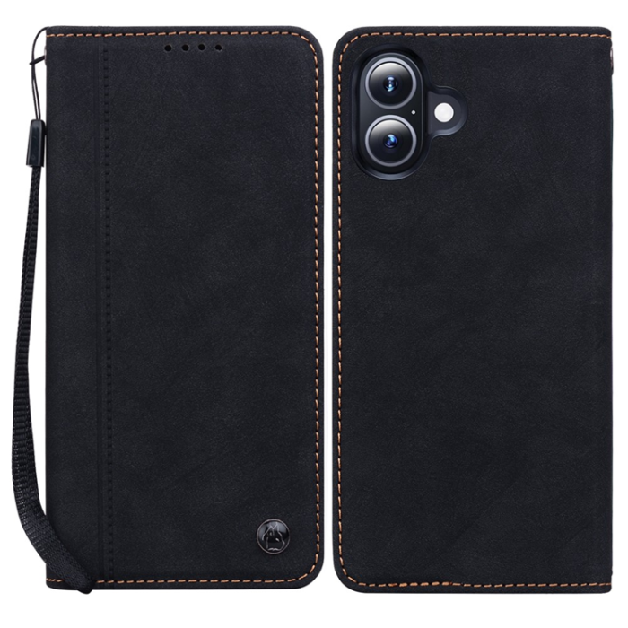 A-One Brand - iPhone 17 Plånboksfodral med Rem Lines Pattern - Svart