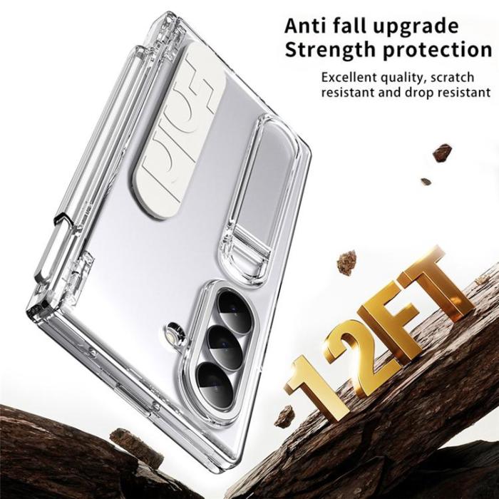 A-One Brand - Mobilskal För Galaxy Z Fold 8 Kortfack Kickstand med Skärmskydd - Transparent
