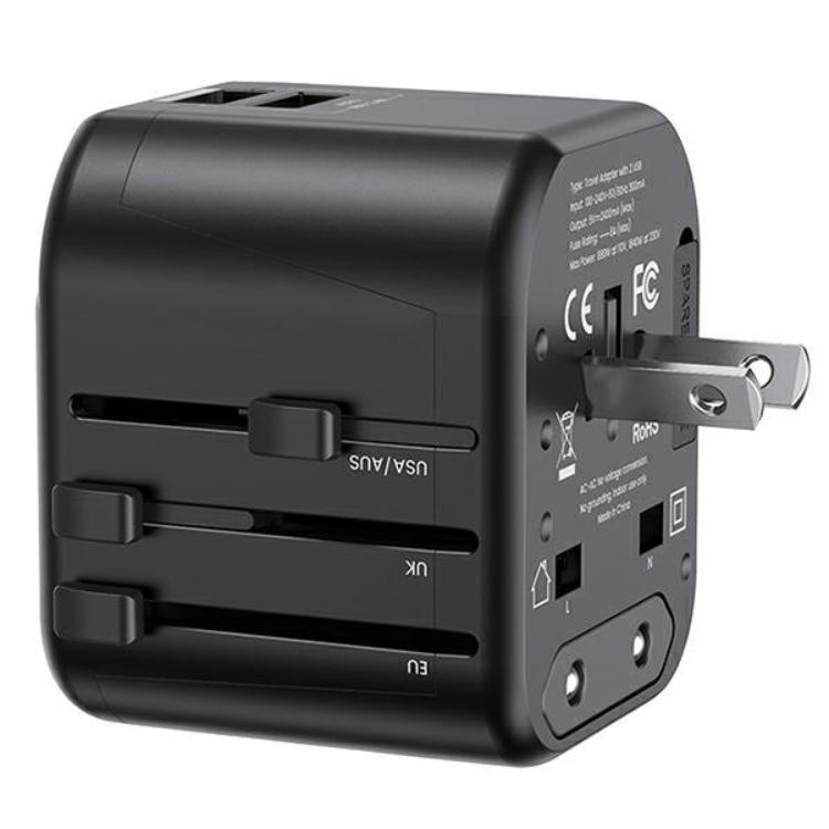 USAMS 4in1 Universal Reseladdareadapter 12W 2xUSB US/AU/EU/UK T55 | 505295 | AlltMobil