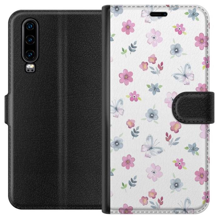 iSecrets - Plånboksfodral till Huawei P30 med Blommor och fjärillar
