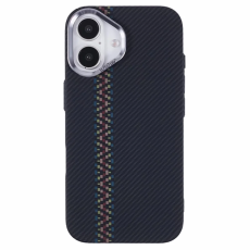 A-One Brand - iPhone 16 Plus Mobilskal Magsafe Kevlar Aramid Fiber - Colorful/Svart