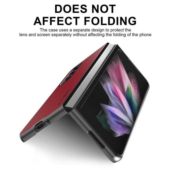 LC.imeeke - LC.IMEEKE Galaxy Z Fold 4 Skal TPU-ram Läder - Röd