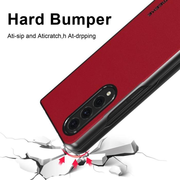 LC.imeeke - LC.IMEEKE Galaxy Z Fold 4 Skal TPU-ram Läder - Röd